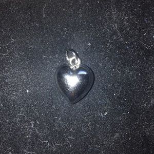 Solid Silver Chrome Heart Charm Necklace Pendant
